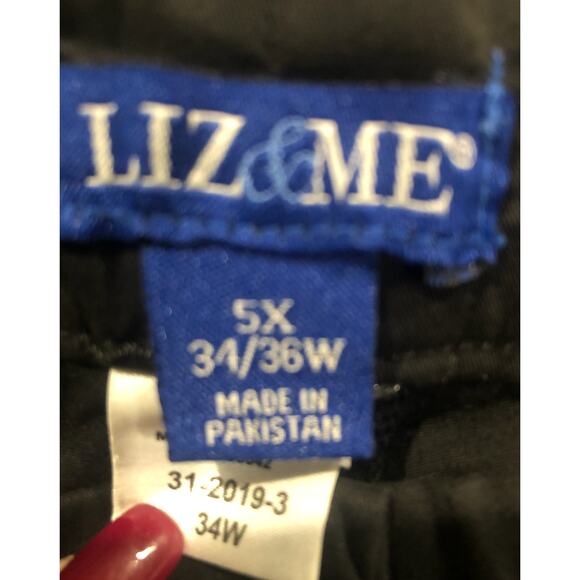 NWT NEW Black Cotton Trousers Liz Claiborne Liz + Me‎ Plus Size 34W 5X - Picture 5 of 9